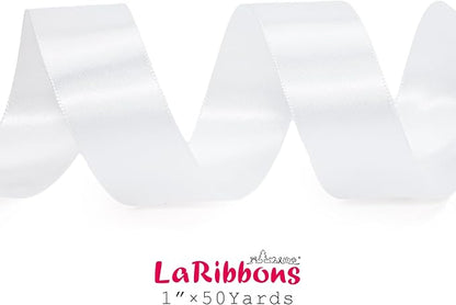 LaRibbons White Satin Ribbon 1 Inch 50 Yards Luxury Double Faced Silk Ribbon - Image 5