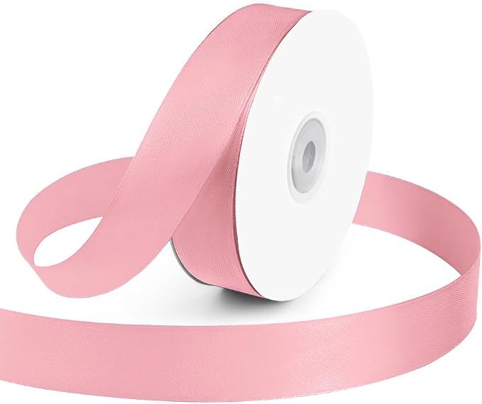 KMER LIFE 1 inch Wide x 50 Yards Pink Single Faced Polyester Satin Ribbon by KMERLIFE