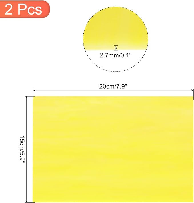 MECCANIXITY 2 Pcs Stained Glass Sheet Mosaic Tile 7.9 Inch x 5.9 Inch Yellow - Image 2