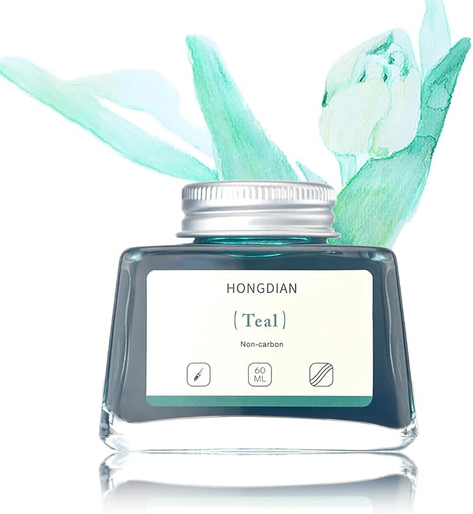 Hongdian Fountain Pen Bottled Ink Teal Color, 60ml Non Carbon Inkwell Bottle by Asvine