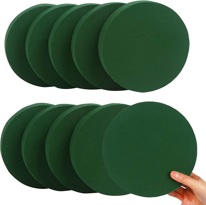 KIMOBER 10PCS 8" Large Round Floral Foam Bricks, Wet Green Foam Blocks by KIMOBER