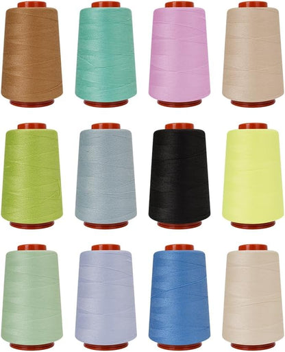 12PCS Sewing Thread Kit 30wt Spools, 12 Colors by HOURFUN
