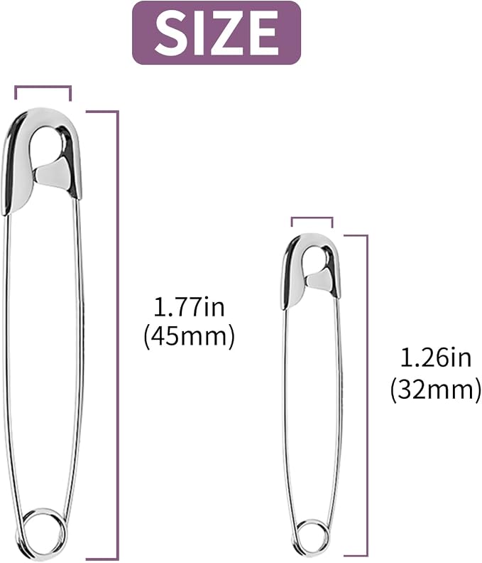 250pcs Safety Pins, 45mm Safety Pins Bulk, Rust Resistant, Heavy Duty Variety - Image 3