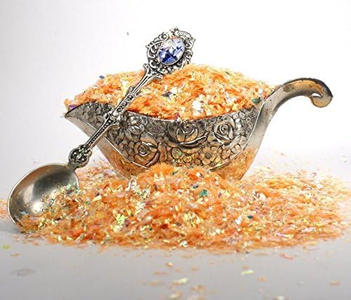 Golden Orange Iridescent Ice Flakes Glitter Flakes - Image 4