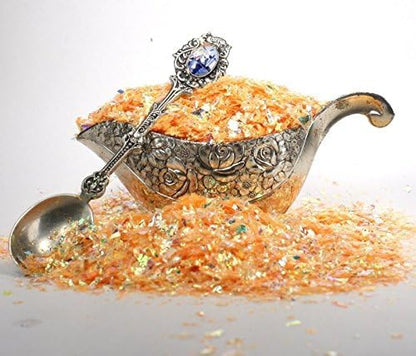 Golden Orange Iridescent Ice Flakes Glitter Flakes - Image 4