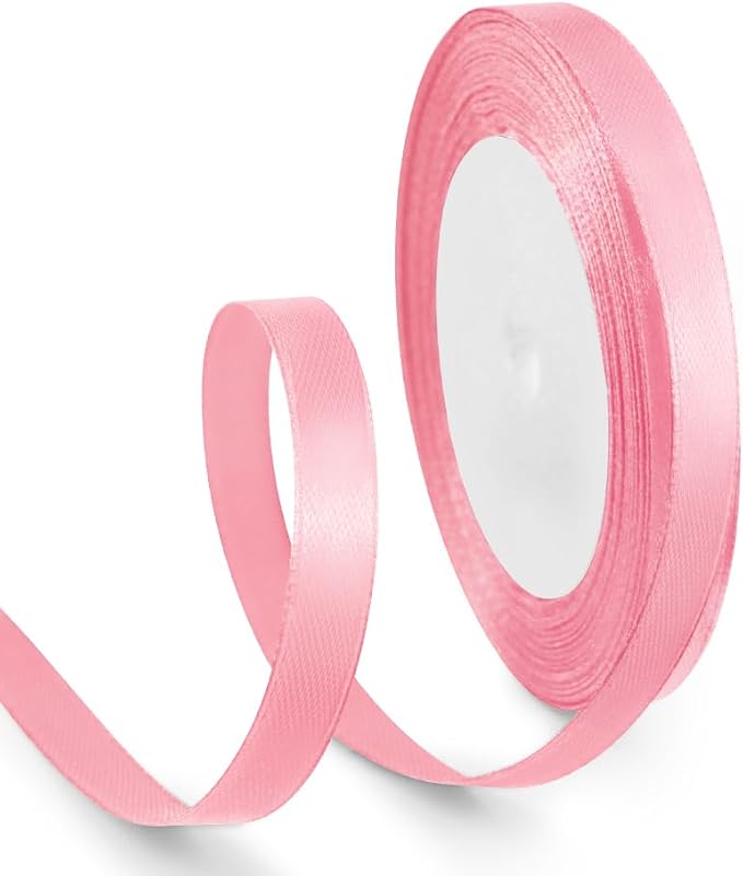3/8 Inch 25 Yards Satin Ribbon Light Pink, Solid Color Fabric Ribbon by HimBen