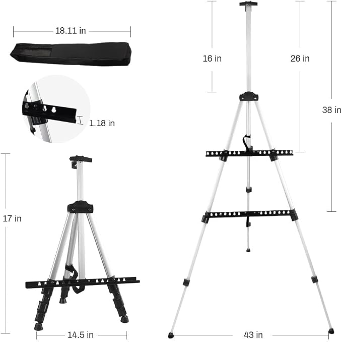 Art Artist Easel Stand for Painting, Portable Adjustable Easels for Painting - Image 5