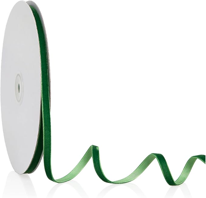 1/4" X 20 Yards Emerald Green Velvet Ribbon by Bomybaw