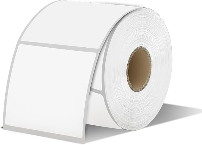 iEager White Square Thermal Label Stickers, 500 Sheets/Roll by iEager