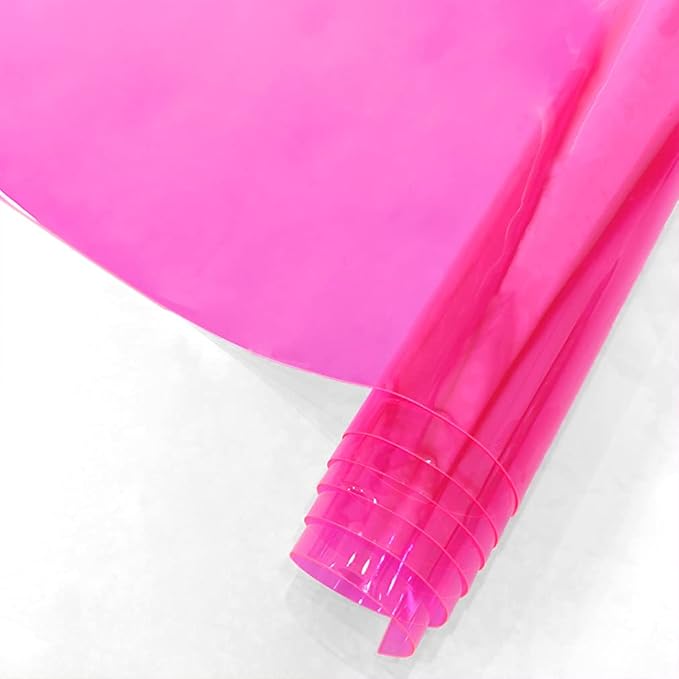 HYANG Pink Transparent PVC Super Clear Holographic Vinyl Faux Leather Sheets 1 by HYANGHAVEPUPVCALLLEATHER