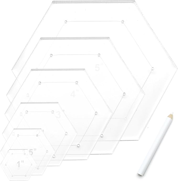 7 Pieces Hexagon Quilting Template by Mulzile