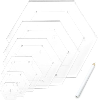 7 Pieces Hexagon Quilting Template by Mulzile