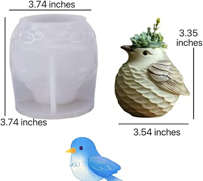 Animal Resin Molds Silicone 3D Cute Bird Epoxy Resin Plaster Candle Holder Wax - Image 2