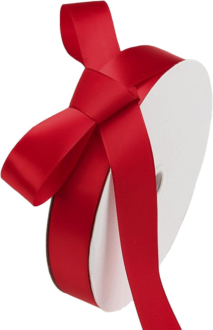 1" x 100 Yards Burgundy Polyester Satin Ribbon Single Faced Bulk Fabric Ribbons by Oakarbo