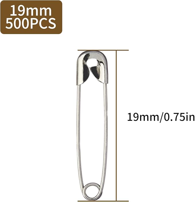 500PCS Safety Pins, 0.75Inch/19mm Small Safety pins, Rust Resistant Nickel - Image 2