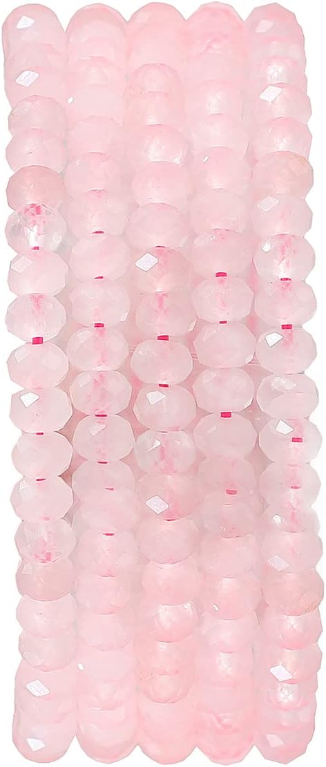 Natural Rose Quartz Crystal Beads 4x2mm 120pcs Faceted Rondelle Loose Semi - Image 2
