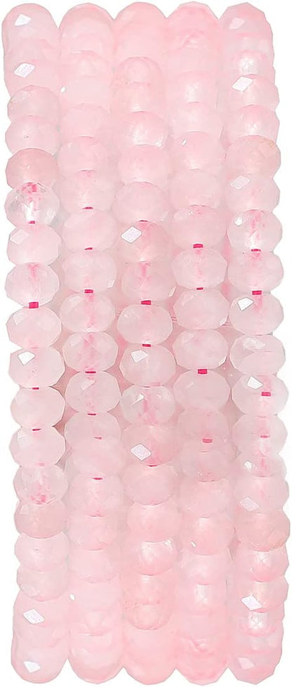 Natural Rose Quartz Crystal Beads 4x2mm 120pcs Faceted Rondelle Loose Semi - Image 2