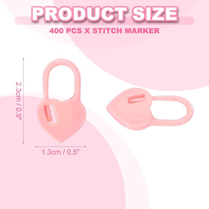 uxcell 400pcs Stitch Markers for Crocheting, Heart Shaped Crochet Marker Needle - Image 2