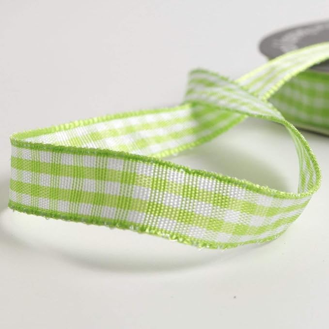 Apple Green Gingham Plaid Checked Ribbon 25 Yard Each Roll 100% Polyester - Image 7