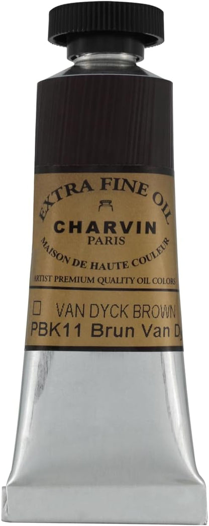 Charvin Extra Fine Oil Paint, Van Dyck Brown 20 ml - Image 2
