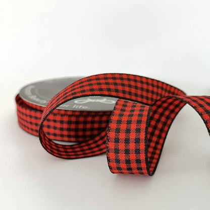 Red and Black Gingham Plaid Checked Ribbon 25 Yards Each Roll 100% Polyester - Image 6