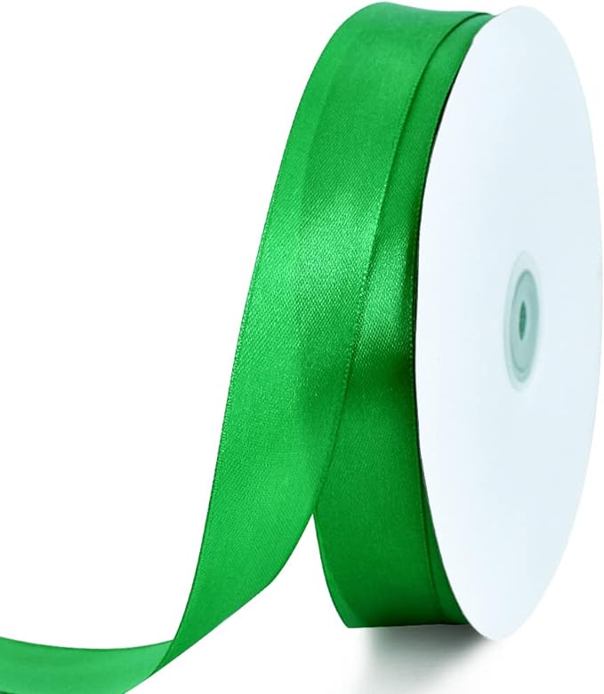 TONIFUL 1 Inch x 100yds Green Satin Ribbon, Thin Solid Color Satin Ribbon by TONIFUL