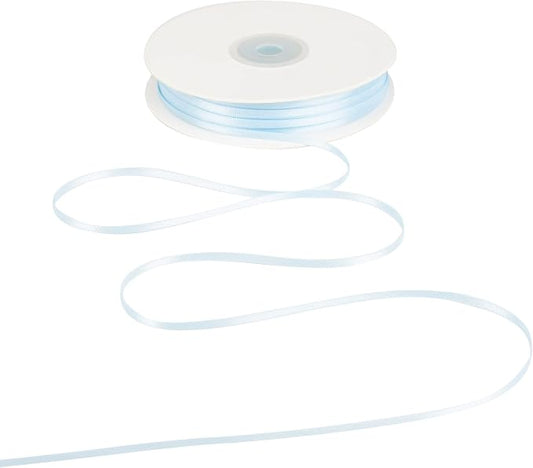 HUIHUANG Light Blue Thin Satin Ribbon 1/8 inch Ribbon 100 Yards Roll Double by HUIHUANG