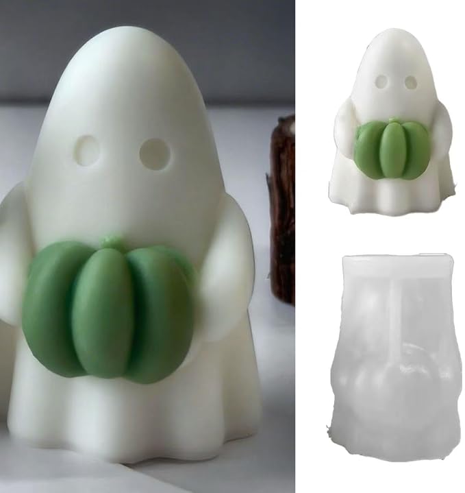 Ghost Holding Pumpkin Resin Mold, Halloween Candle Making Molds Fun Kit Cute by Unknown