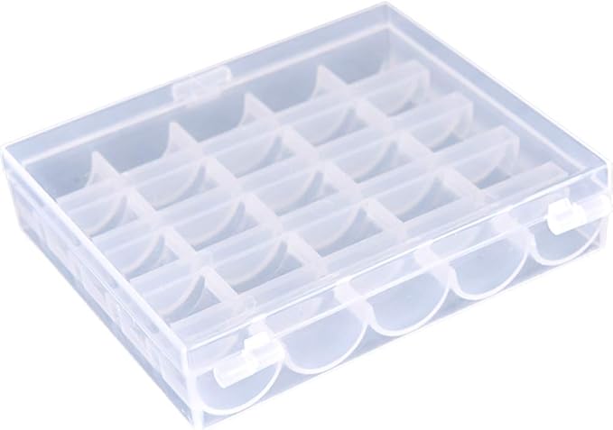 AKIRO 25 Slots Empty Bobbins Spools Box, Sewing Craft Plastic Case Storage Box - Image 2