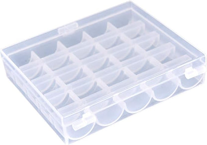 AKIRO 25 Slots Empty Bobbins Spools Box, Sewing Craft Plastic Case Storage Box - Image 2