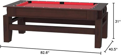 7ft Pool Table Air Hockey 2 in 1 Pool Table Red Felt - Image 8
