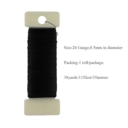 HAHIYO 26Gauge Black Metal Floral Wire - Image 2