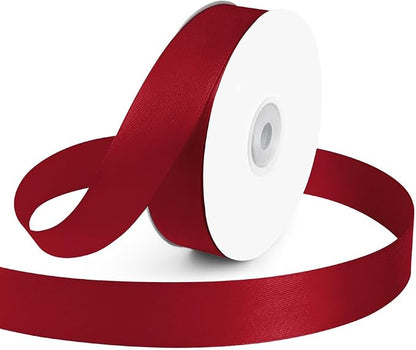 KMER LIFE 1 inch Wide x 50 Yards Wine Red Single Faced Polyester Satin Ribbon by KMERLIFE
