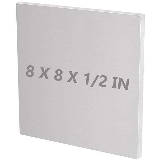6061 T651 Aluminum Sheet Metal 8" x 8" x 1/2" Inch Flat Plain Aluminum Plate by Lswteiz