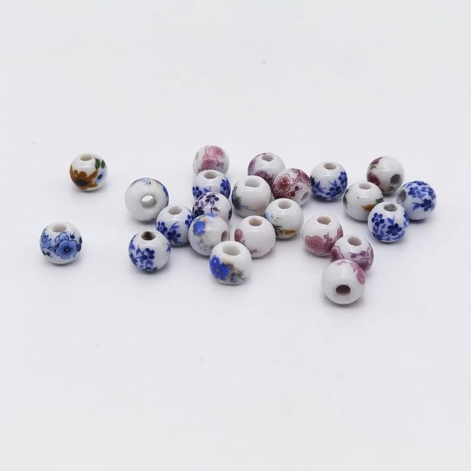 INSPIRELLE 180 Pieces Porcelain Beads Chinese Round Ceramic Beads 8mm - Image 3