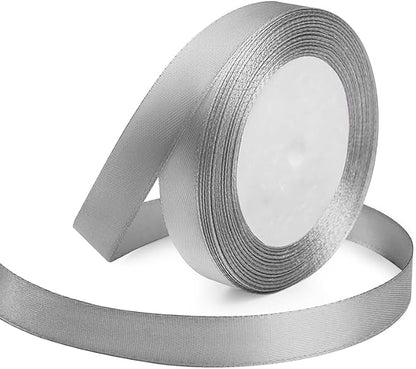 KMER LIFE 5/8 Inches x 25 Yards Silvery Satin Ribbon Solid Fabric Ribbons by KMERLIFE