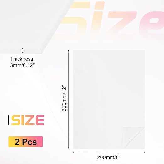 uxcell 2Pcs Acrylic Sheets 12x8 Inch Acrylic Panel 1/8 Inch-3mm Plastic Board - Image 2