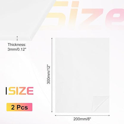 uxcell 2Pcs Acrylic Sheets 12x8 Inch Acrylic Panel 1/8 Inch-3mm Plastic Board - Image 2