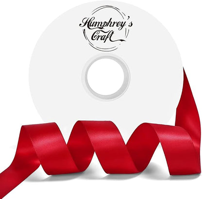 Satin Ribbon 1 Inch Red Double Faced by HumphreysCraft
