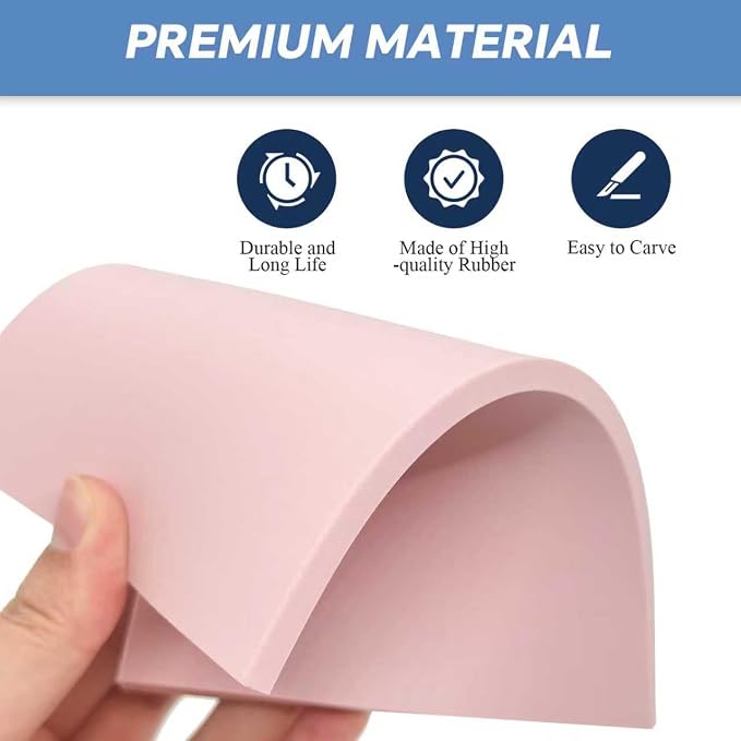 12 Pack 4"x6" Pale Pink Rubber Stamp Carving Blocks Pink Rubber Carving Blocks - Image 3