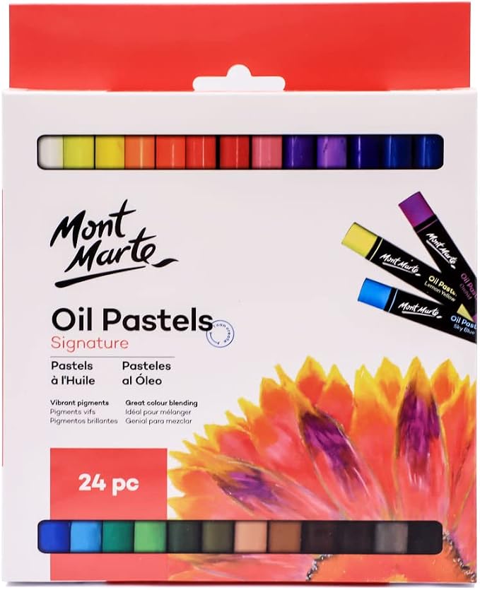 Mont Marte Oil Pastels Signature 24pc, 24 Assorted Colors, Vibrant Oil Pastel - Image 6