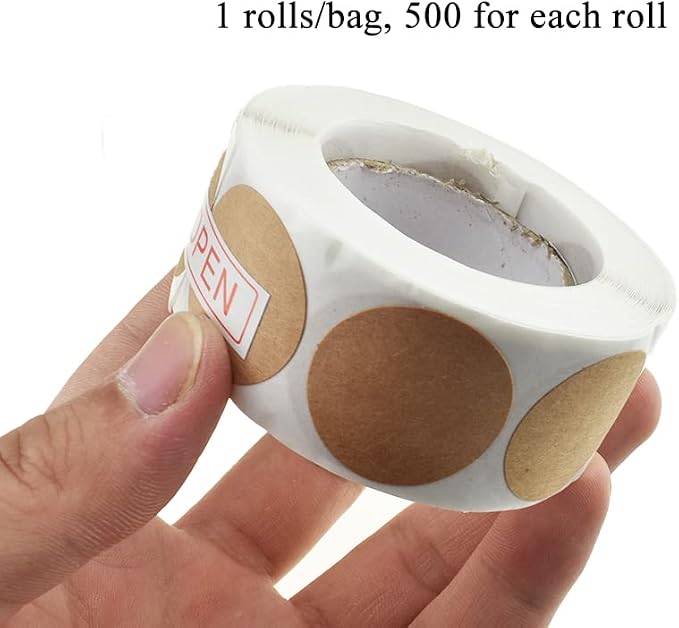 HAHIYO 1-Inch 500Pcs Natural Brown Kraft Round Label Roll - Image 6