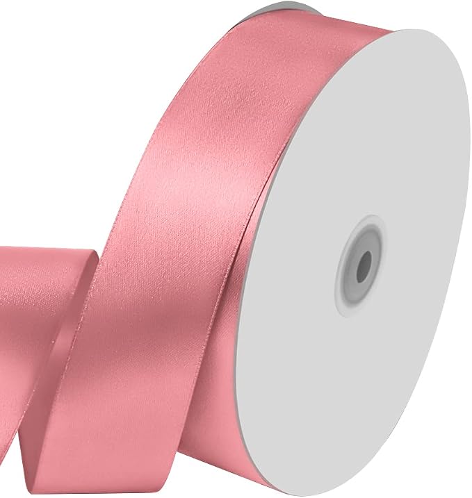 1-1/2 inches Wide x 100 Yards Single Faced Pink Satin Ribbon, Azalea Ribbon Use by KMERLIFE