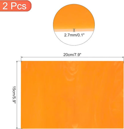 MECCANIXITY 2 Pcs Stained Glass Sheet Mosaic Tile 7.9 Inch x 5.9 Inch Orange - Image 2