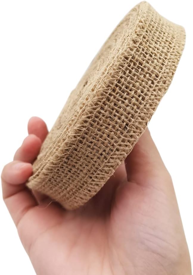 INSPIRELLE 1" Natural Burlap Fabric Roll 10 Yards Jute Ribbon by INSPIRELLE