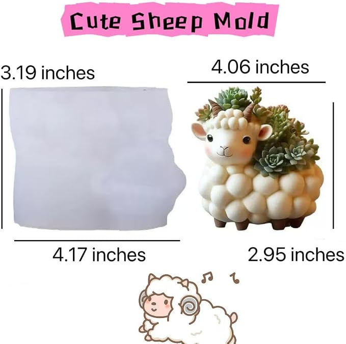 Animal Resin Molds Silicone 3D Cute Sheep Epoxy Resin Plaster Candle Holder Wax - Image 3