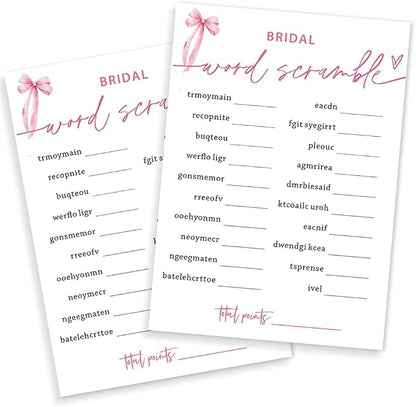 Bridal Shower Games Cards, Bridal Word Scramble, 25 Cards by Wybgno