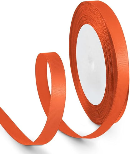 3/8 Inch 25 Yards Satin Ribbon Autumn Orange, Solid Color Fabric Ribbon by HimBen