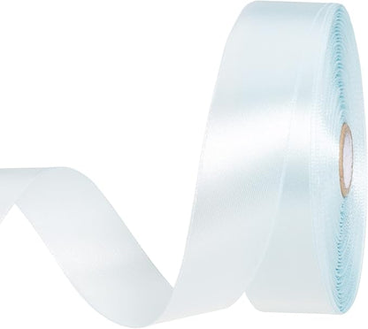 1 Inch Light Blue Solid Satin Ribbon, 50 Yards Craft Fabric Ribbon by YASEO