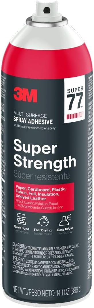 3M Super 77 Multi-Surface Spray Adhesive, 14.1 oz., Low VOC, Quick Bond - Image 3